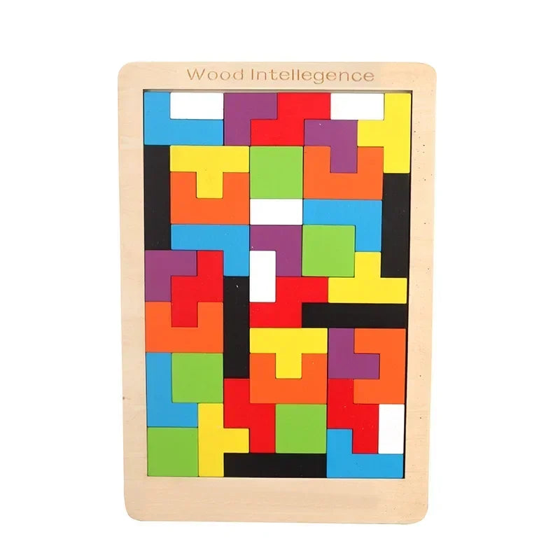 3D Wooden Puzzle Baby Early Education Fun Game Children Thinking Logic Square Toy Puzzle