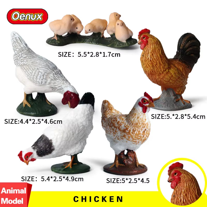 Zoo Farm House Model Action Figures Farmer Cow Hen Duck Poultry Animals Set Figurine Miniature Lovely Educational Kids Toy