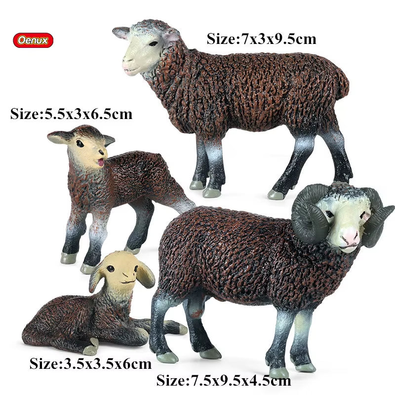 Zoo Farm House Model Action Figures Farmer Cow Hen Duck Poultry Animals Set Figurine Miniature Lovely Educational Kids Toy