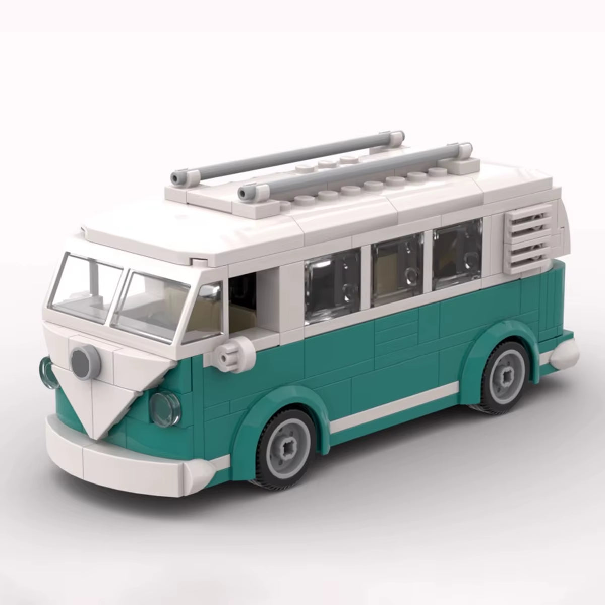 MOC Technical Car 10220 VW T1 Turquoise Camper Van City Camp Truck Sets with Box Building Blocks Toys Christmas Gift