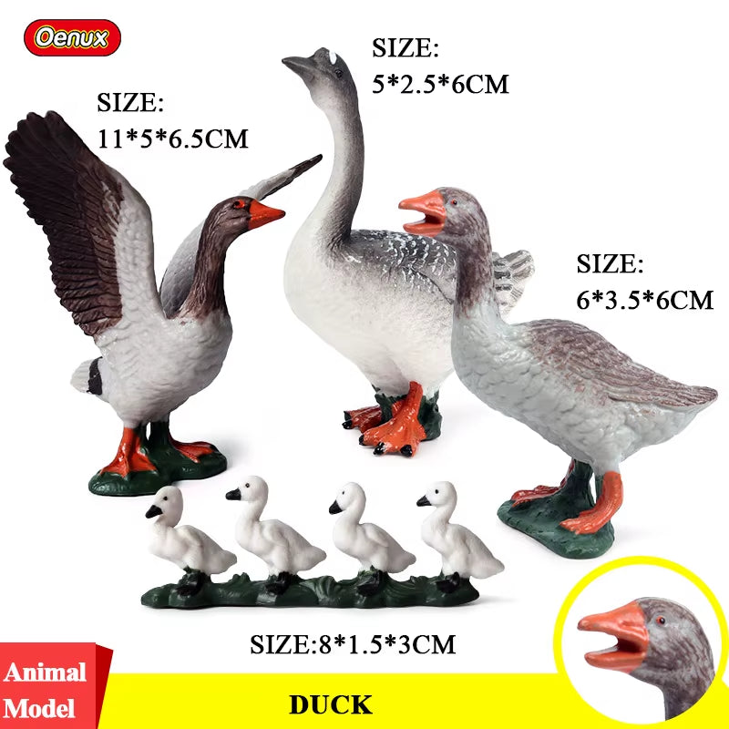 Zoo Farm House Model Action Figures Farmer Cow Hen Duck Poultry Animals Set Figurine Miniature Lovely Educational Kids Toy