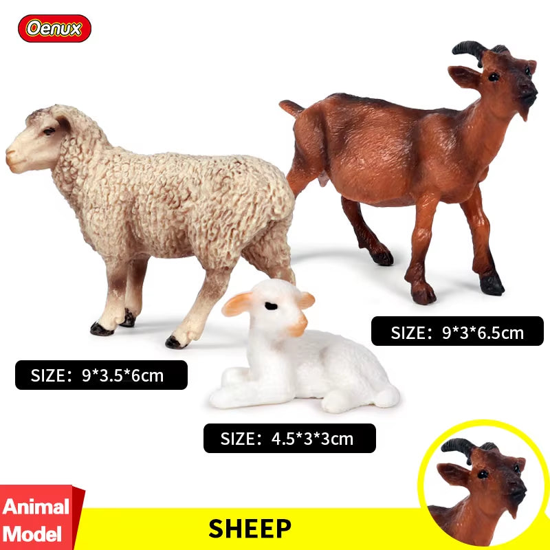 Zoo Farm House Model Action Figures Farmer Cow Hen Duck Poultry Animals Set Figurine Miniature Lovely Educational Kids Toy