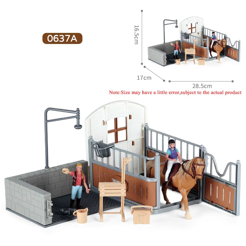 Zoo Farm House Model Action Figures Farmer Cow Hen Duck Poultry Animals Set Figurine Miniature Lovely Educational Kids Toy