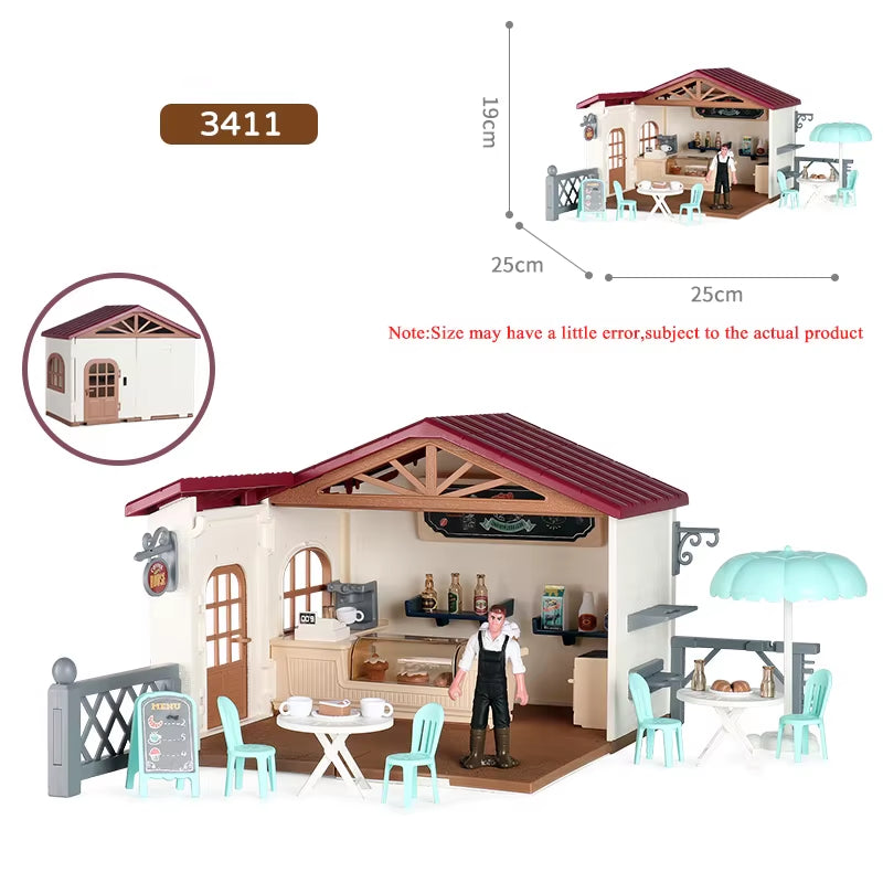 Zoo Farm House Model Action Figures Farmer Cow Hen Duck Poultry Animals Set Figurine Miniature Lovely Educational Kids Toy