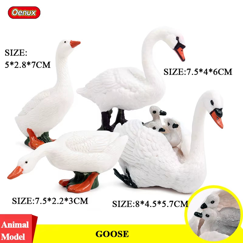 Zoo Farm House Model Action Figures Farmer Cow Hen Duck Poultry Animals Set Figurine Miniature Lovely Educational Kids Toy