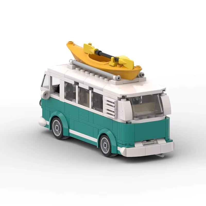 MOC Technical Car 10220 VW T1 Turquoise Camper Van City Camp Truck Sets with Box Building Blocks Toys Christmas Gift