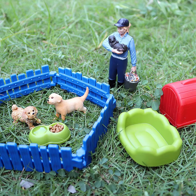 Zoo Farm House Model Action Figures Farmer Cow Hen Duck Poultry Animals Set Figurine Miniature Lovely Educational Kids Toy