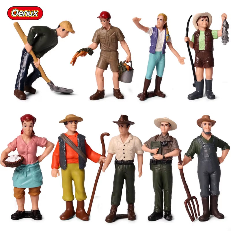 Zoo Farm House Model Action Figures Farmer Cow Hen Duck Poultry Animals Set Figurine Miniature Lovely Educational Kids Toy