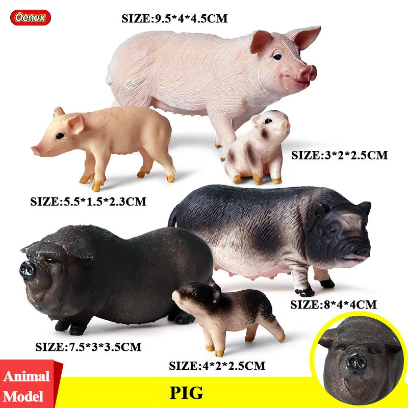 Zoo Farm House Model Action Figures Farmer Cow Hen Duck Poultry Animals Set Figurine Miniature Lovely Educational Kids Toy