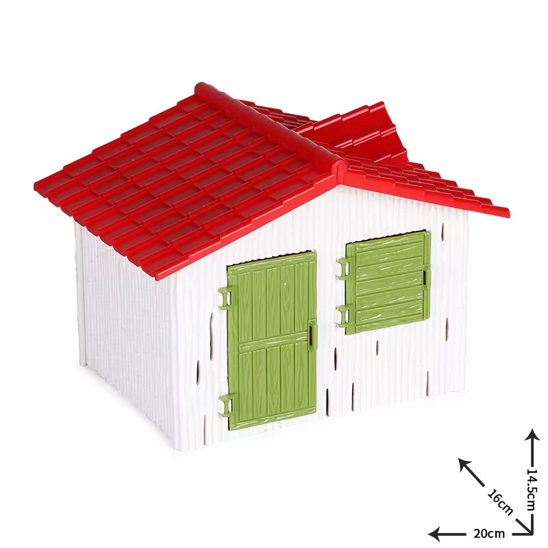 Zoo Farm House Model Action Figures Farmer Cow Hen Duck Poultry Animals Set Figurine Miniature Lovely Educational Kids Toy